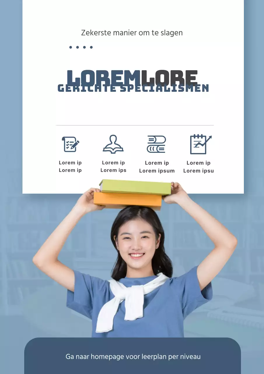 Een duidelijke inleiding tot het leerplan van de school met blauwe en groene pictogrammen