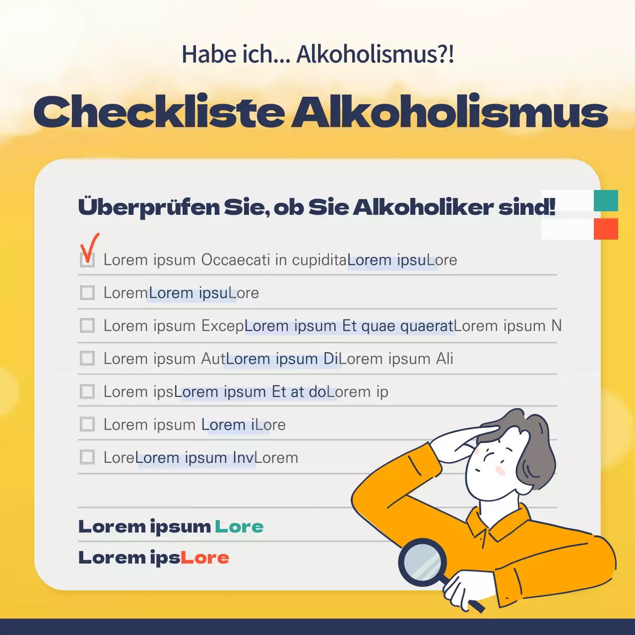 Checkliste für Alkoholvergiftungen bei Gelb und Indigo