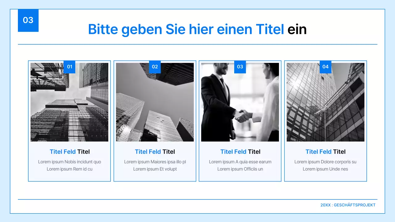 Ein einfacher Geschäftsplan in Weiß und Blau