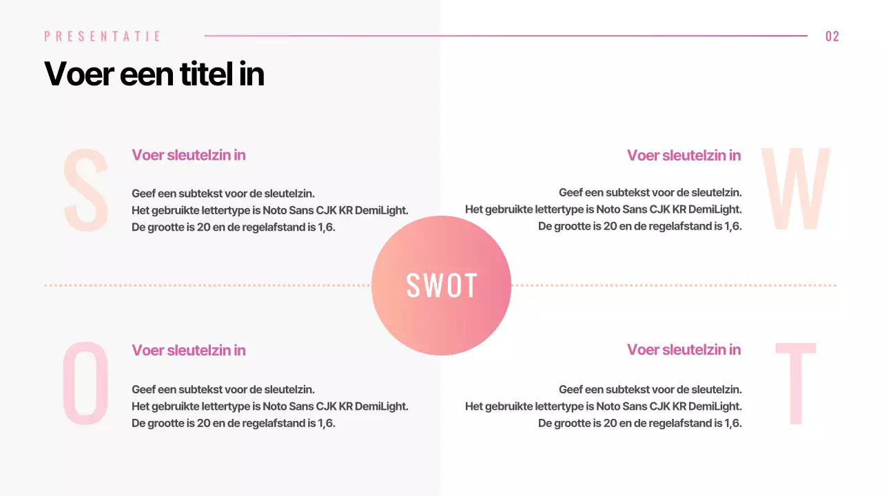 Presentatie van verschillende lay-outs met grafische concepten met roze kleurverloop