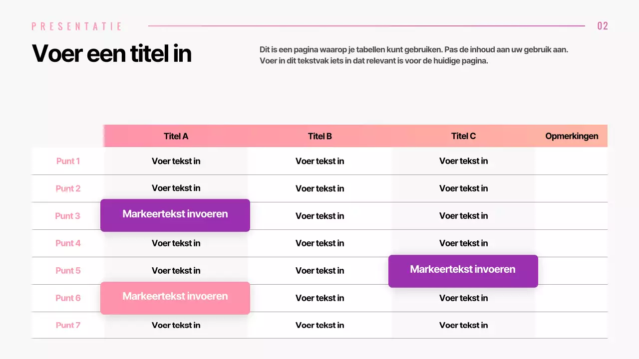 Presentatie van verschillende lay-outs met grafische concepten met roze kleurverloop