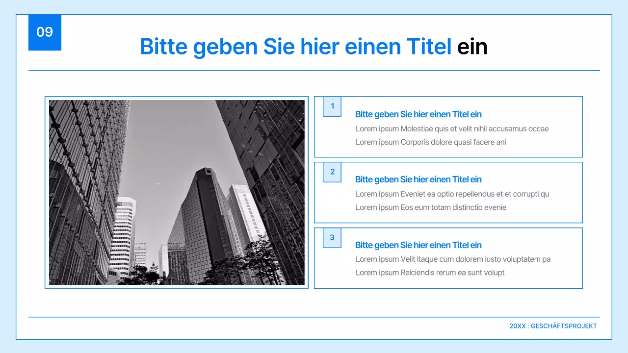 Ein einfacher Geschäftsplan in Weiß und Blau