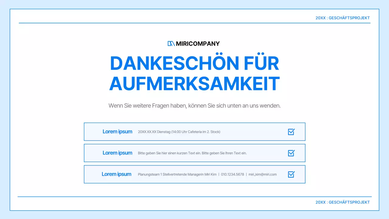 Ein einfacher Geschäftsplan in Weiß und Blau