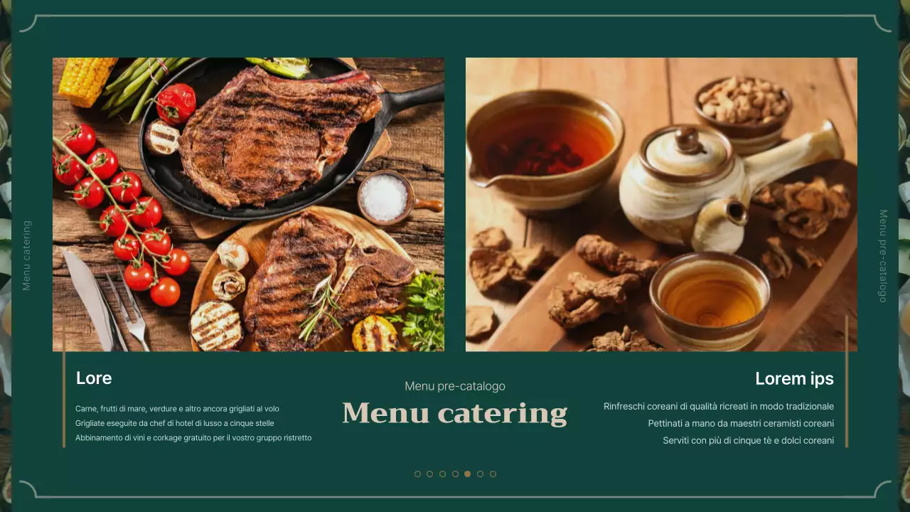 Presentazione del servizio di catering verde e marrone