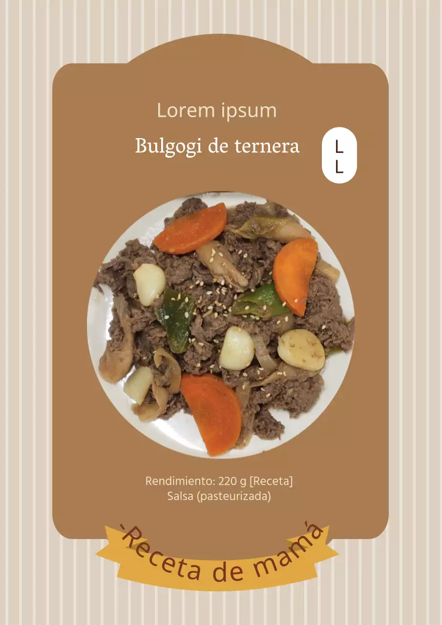 Póster de diseño sencillo de etiqueta de salsa de carne en color marrón