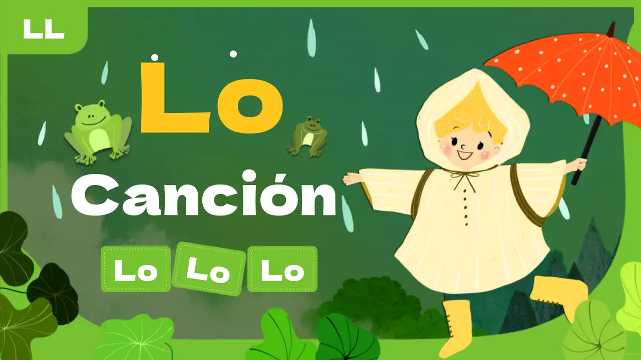 Tema de canción infantil lluviosa con ilustraciones verdes de cuento de hadas