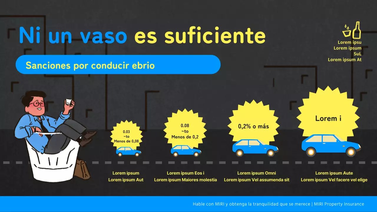 Sanciones por DUI basadas en la concentración de alcohol en el fondo oscuro de una ciudad