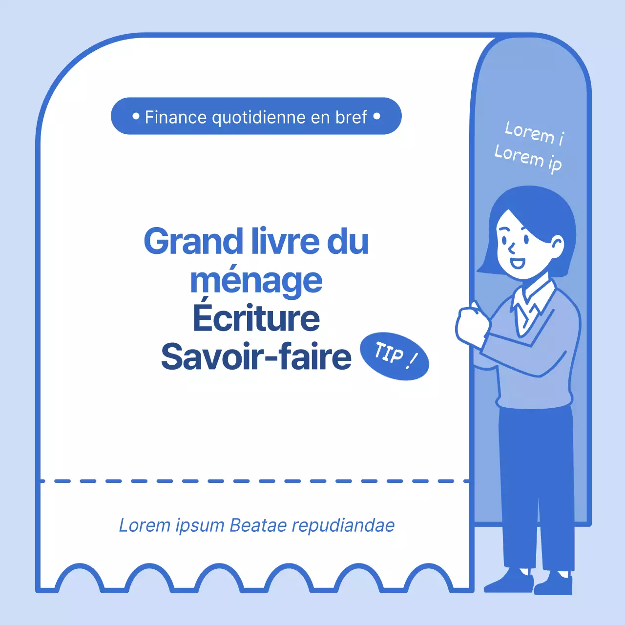 Comment créer un livre de comptes pour le ménage sur fond d'illustration de reçus bleus