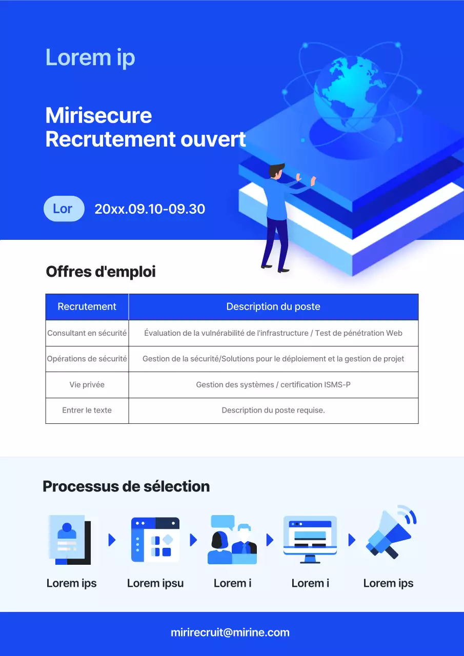 Blue, simple IT security company job postings in blue