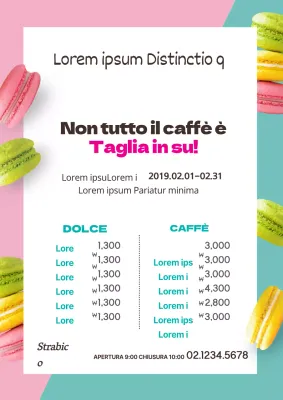 Menu semplice del Macaron Cafe