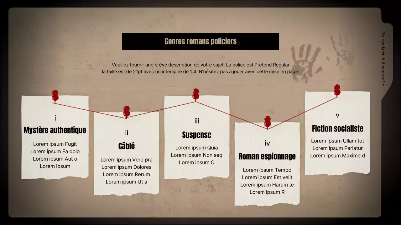 Analyse des romans policiers sur fond noir et des classeurs bruns