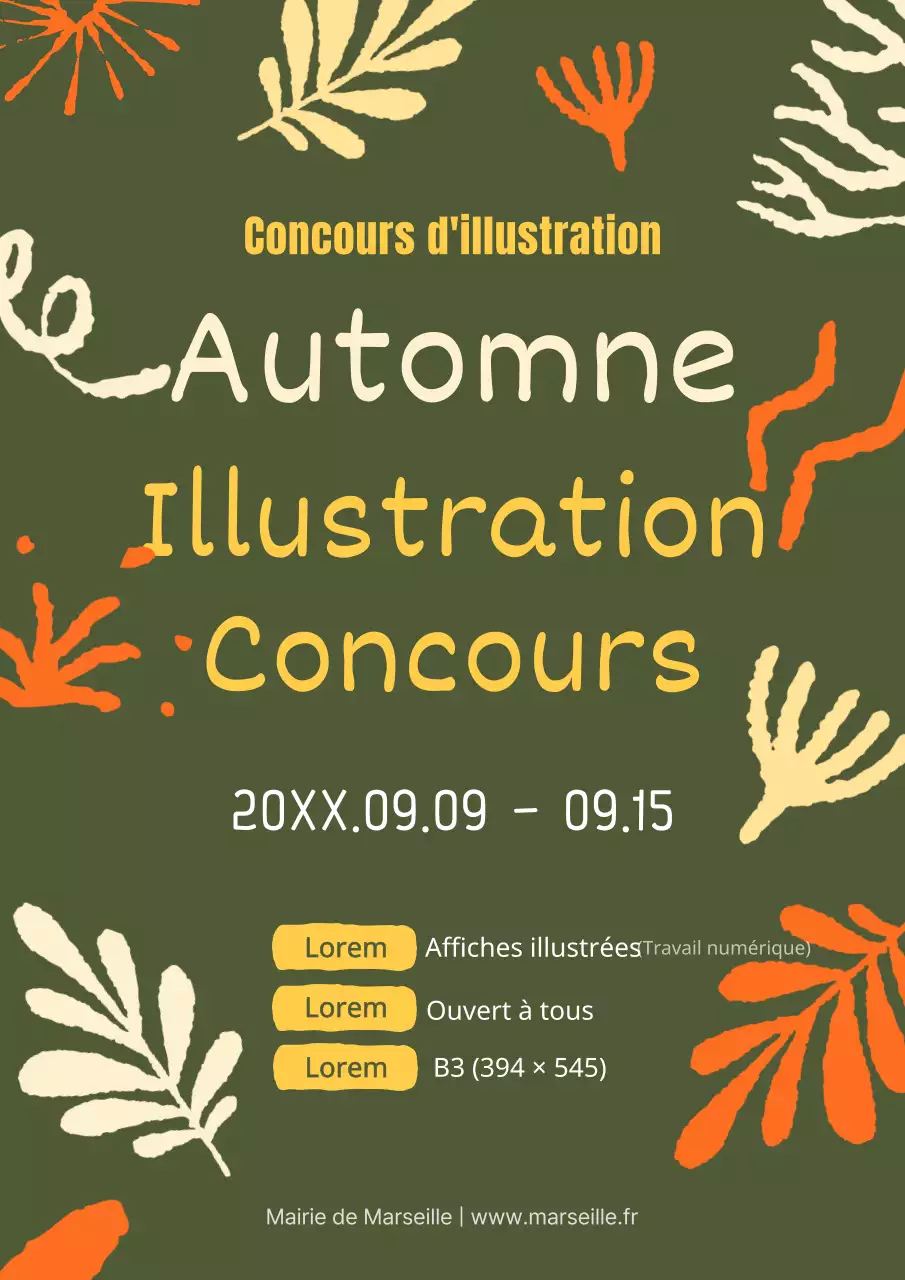 Concours d'illustrations d'automne vertes et orange