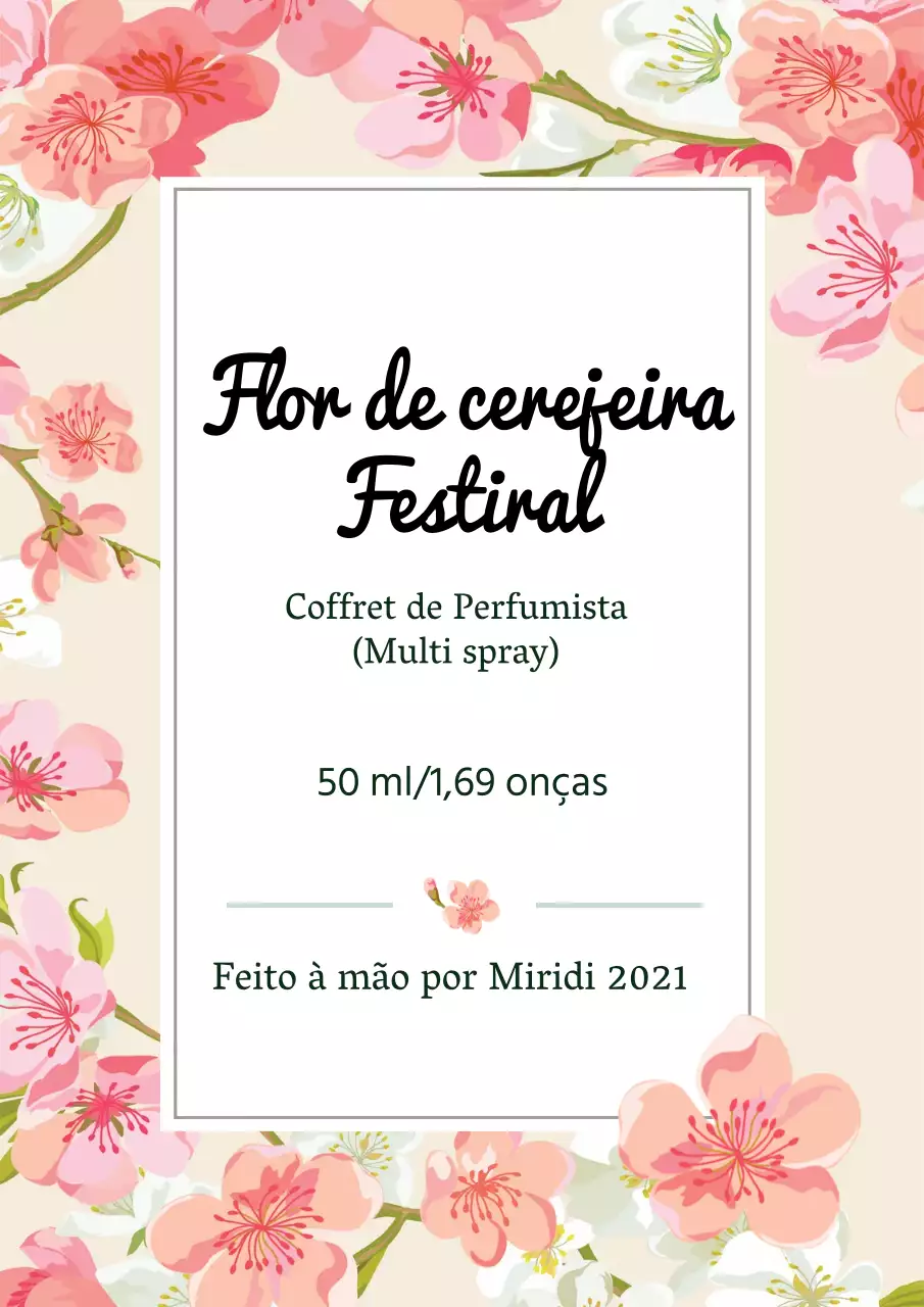 Rótulo de perfume vintage com ilustração cor-de-rosa