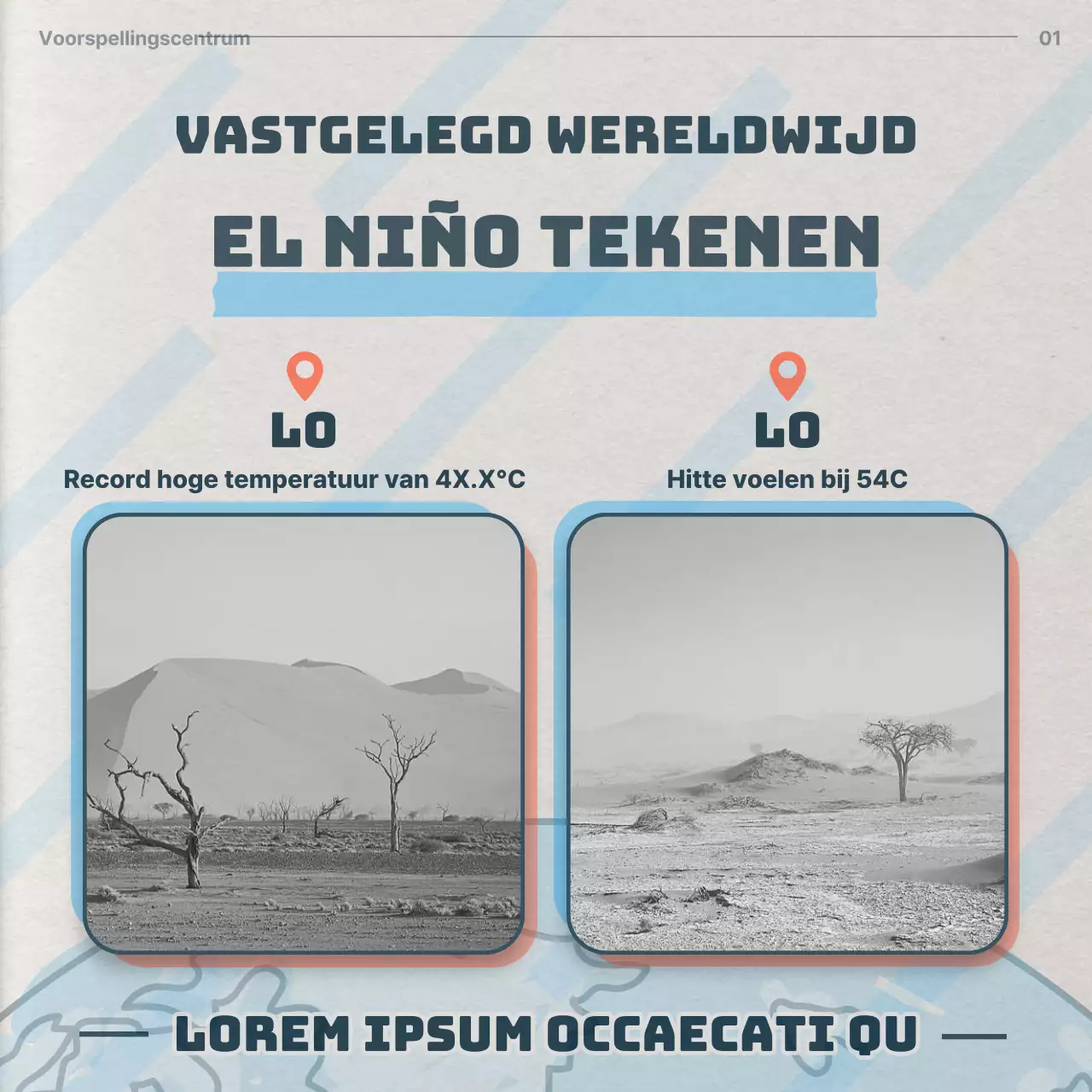 Retro klimaatobservaties in beige en lichtblauw
