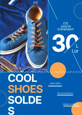Affiche promotionnelle élégante pour les soldes d'été en bleu