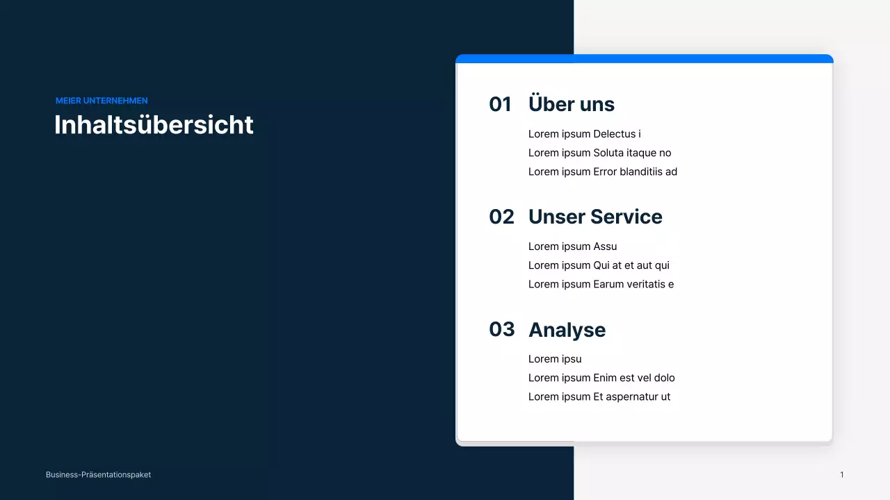 Einfache Geschäftsmaterialien in Blau und Grau