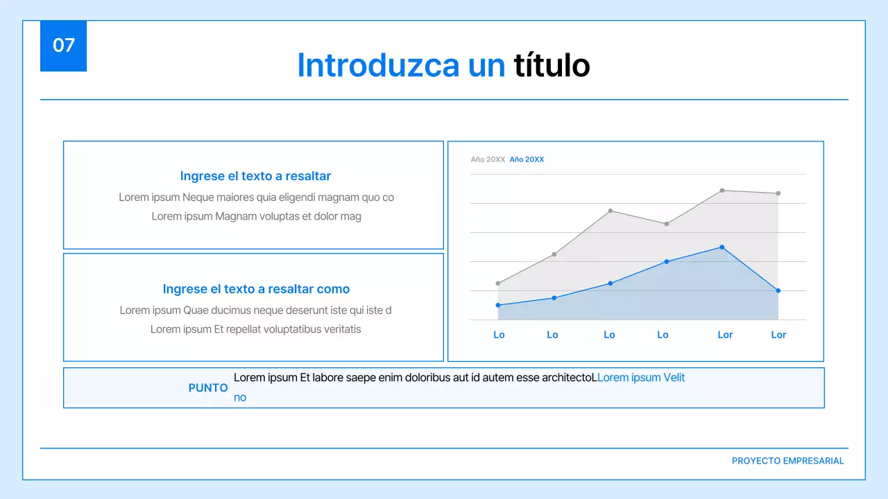 Un sencillo plan de empresa en blanco y azul