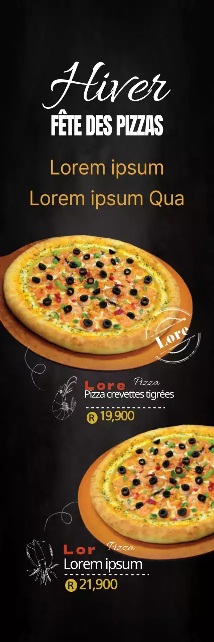Nouvelle carte de pizzas aux fruits de mer