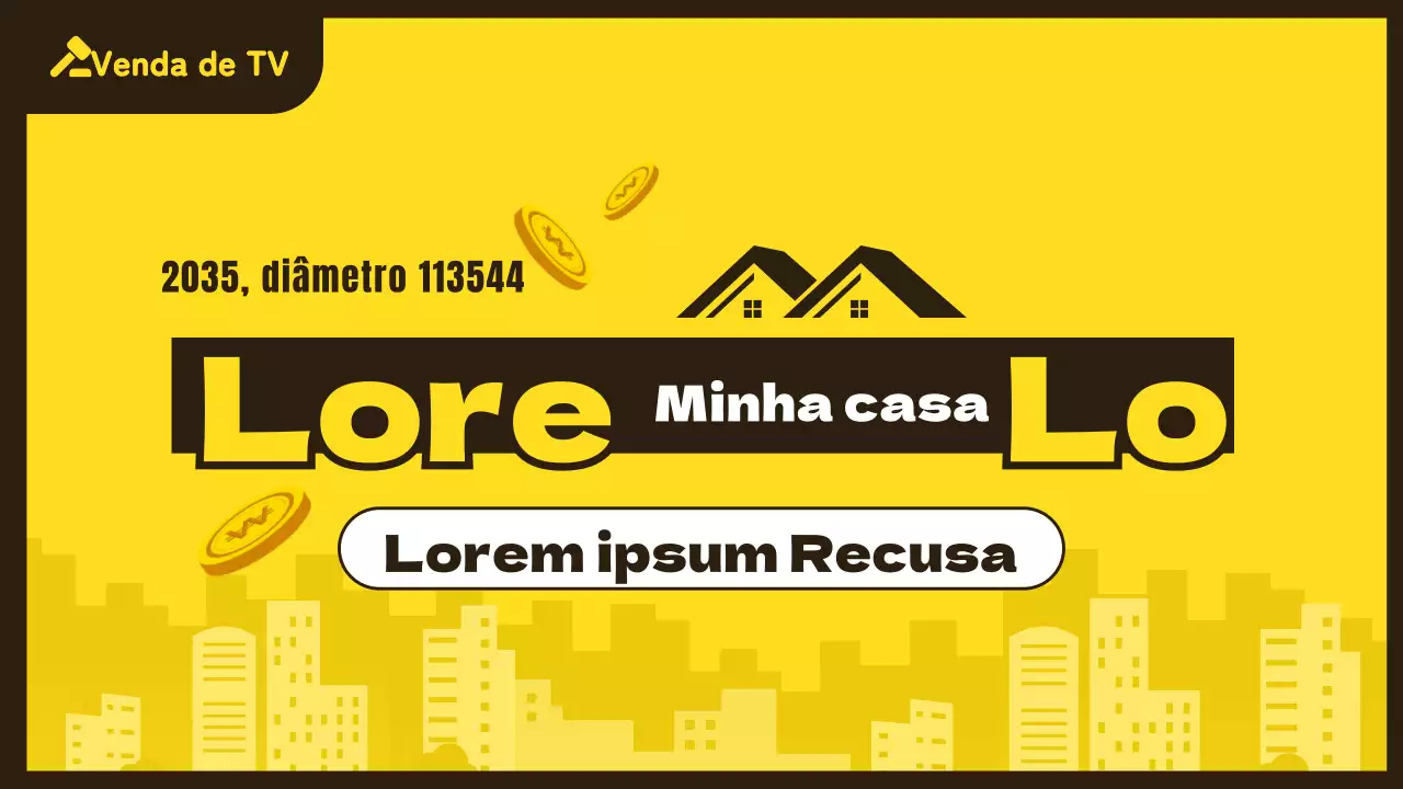 Tema de leilão de apartamentos com ilustrações e tipografia simples e limpas que realçam o conceito.