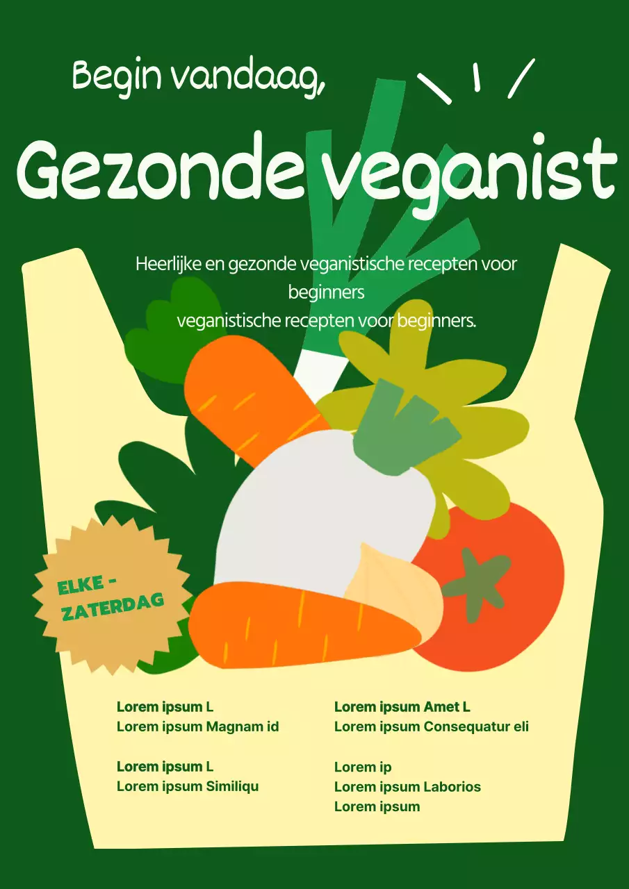 Promoot veganisme door gezonde opties te benadrukken in gele winkelwagentjes