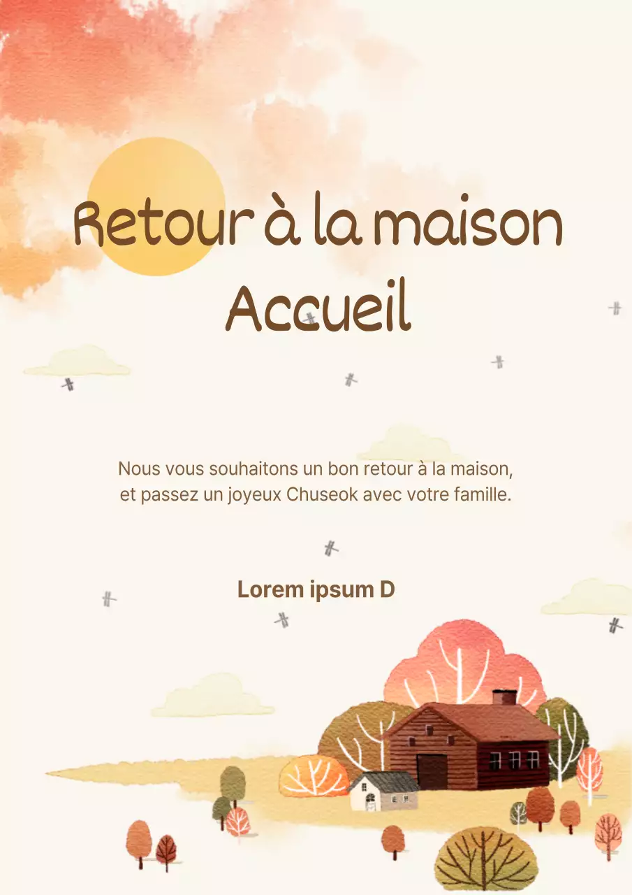 Affiche promotionnelle de vœux d'automne illustrée et mignonne en ivoire