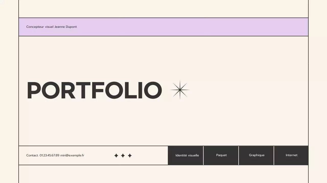Un portfolio simple, beige et mauve, pour la recherche d'un emploi