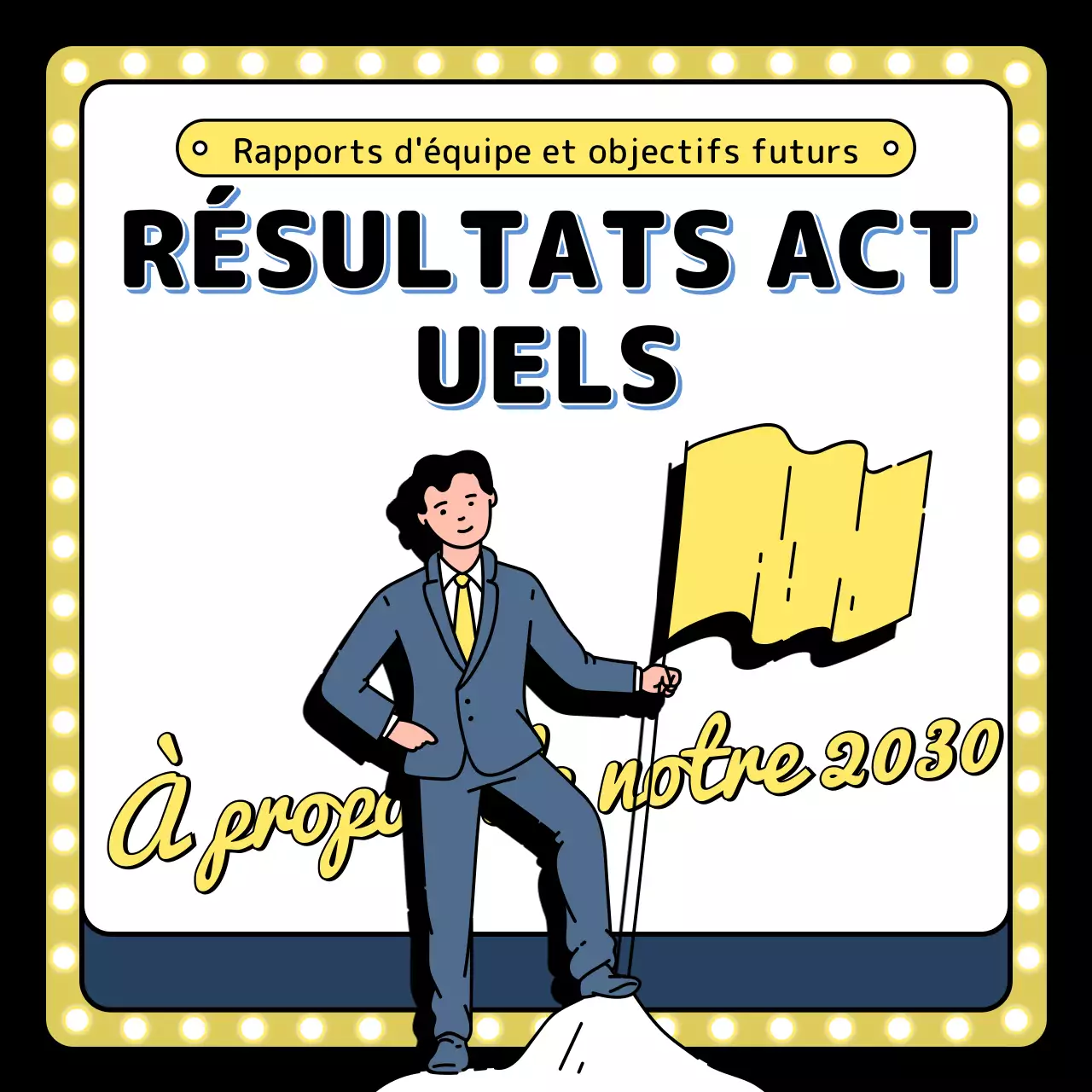 Illustration de l'événement de fin d'année en jaune bleu noir