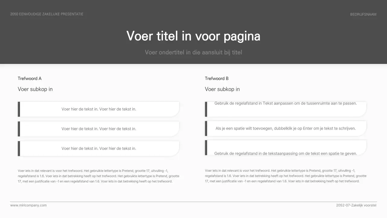 Eenvoudige zakelijke presentatie in zwart-wit
