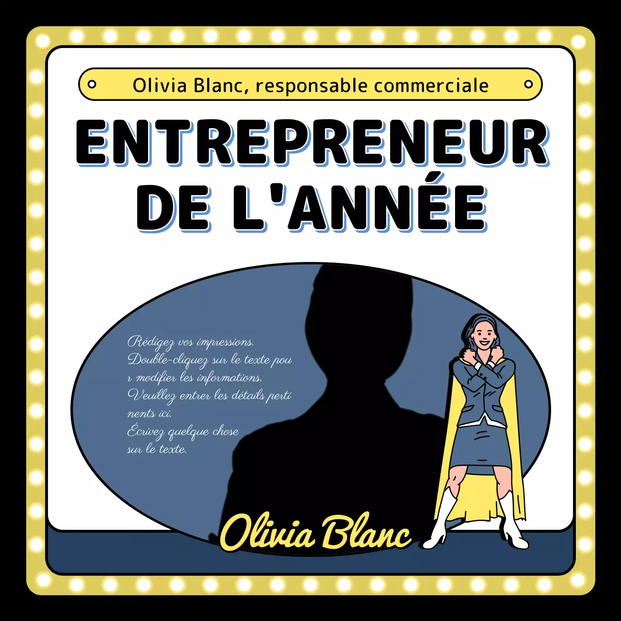 Illustration de l'événement de fin d'année en jaune bleu noir