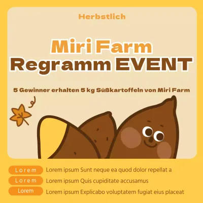 gelb niedlich Süßkartoffel Illustration Herbst regram Veranstaltung Instagram soziale Medien