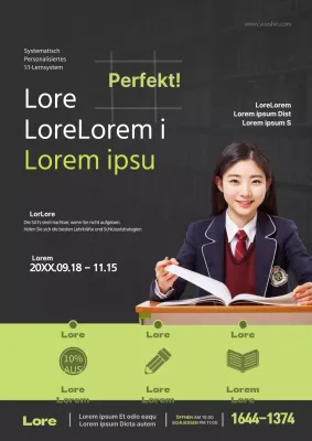 Bewerben Sie spezielle Vorlesungen mit grünen und schwarzen Fotos von Studenten, die studieren