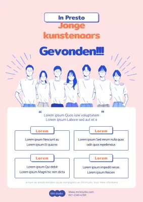 Webposter voor de Oproep voor Jonge Kunstenaars in Koraalblauw