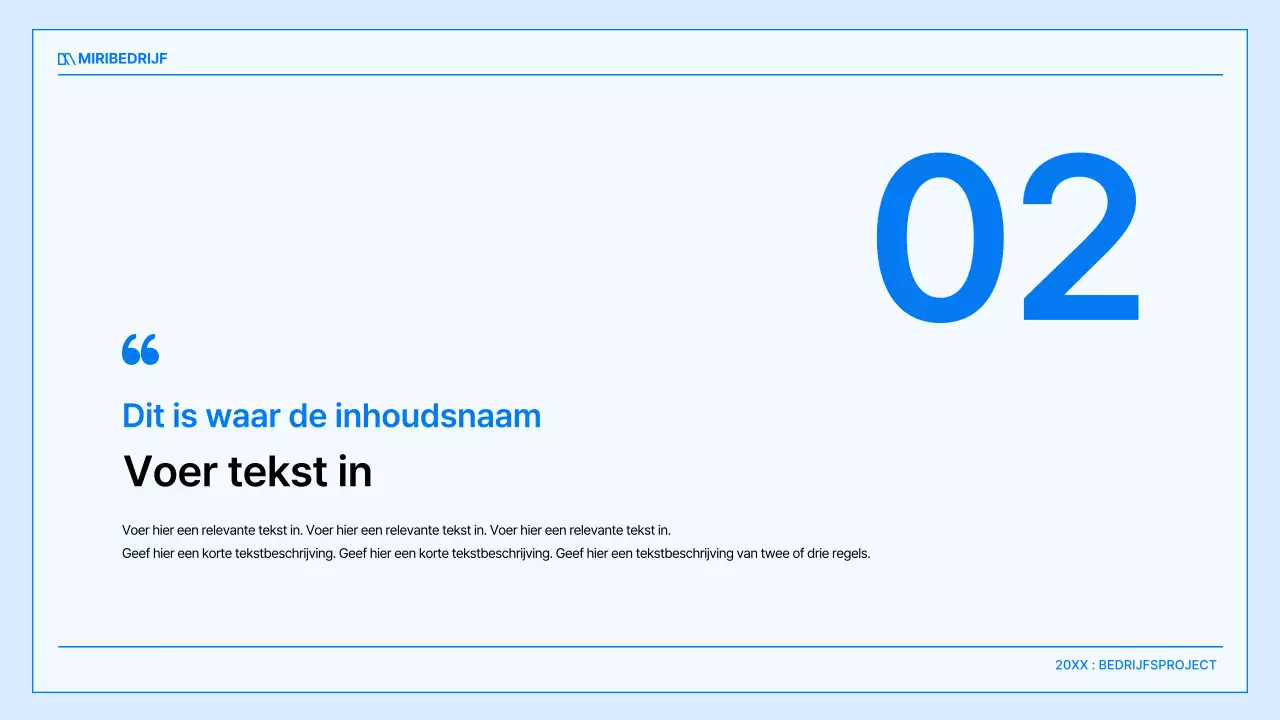 Een eenvoudig bedrijfsplan in wit en blauw