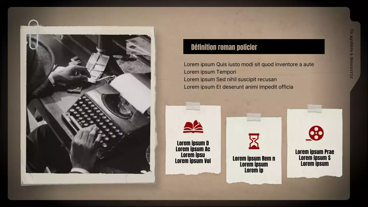 Analyse des romans policiers sur fond noir et des classeurs bruns