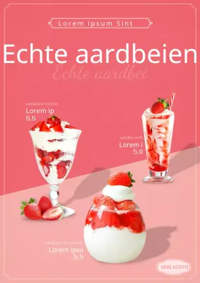 Promoot je rode en roze aardbeien yoghurtwinkel