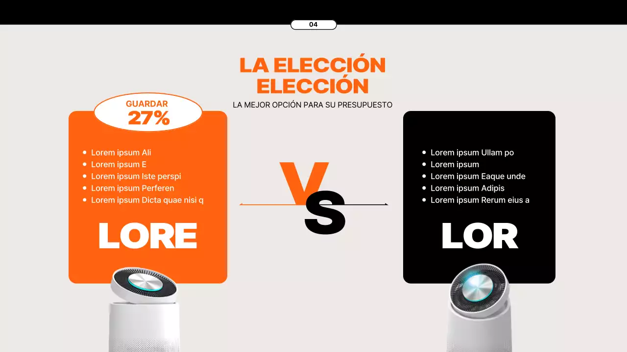 Propuesta de servicio de alquiler de electrodomésticos con elementos de color naranja