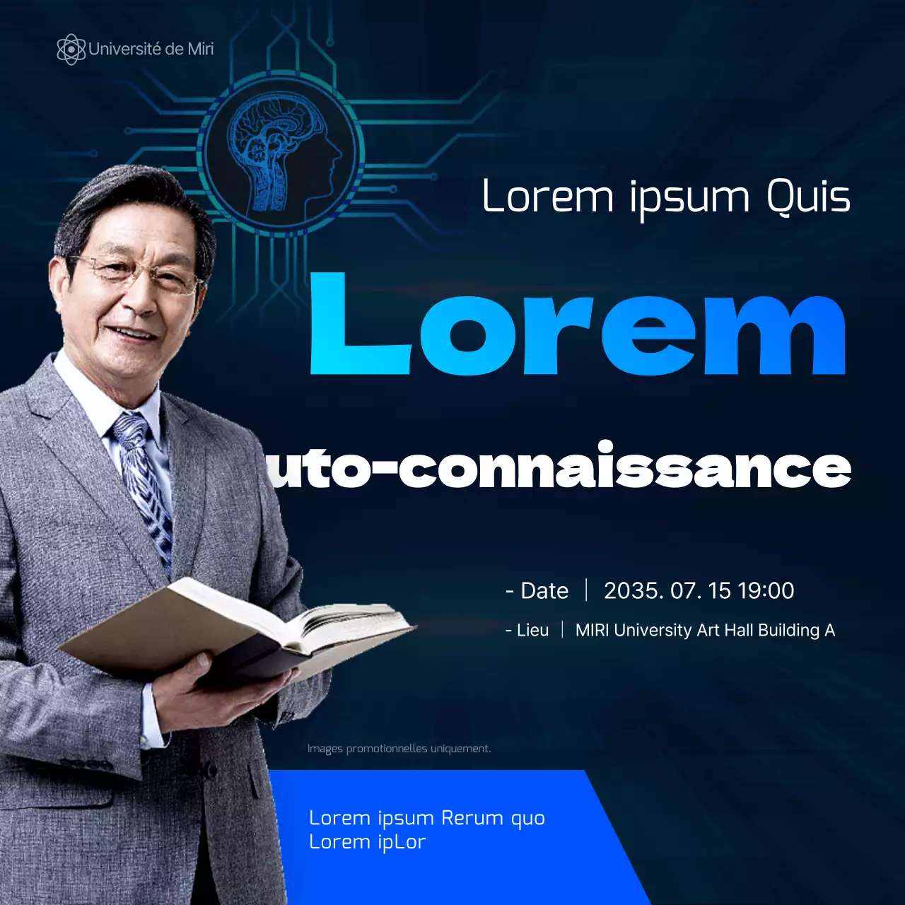 Bleu, propre, imagerie photoréaliste Concepts pratiques Science du cerveau Pensée logique Promouvoir des événements spéciaux