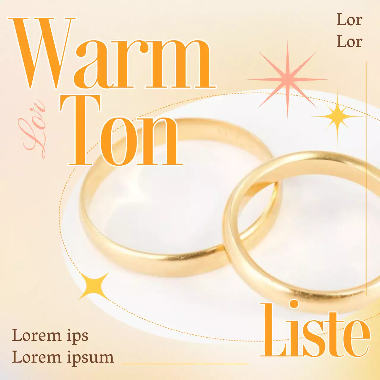 Goldfarbene Accessoires sehen vor einem orangefarbenen Hintergrund wunderschön aus.