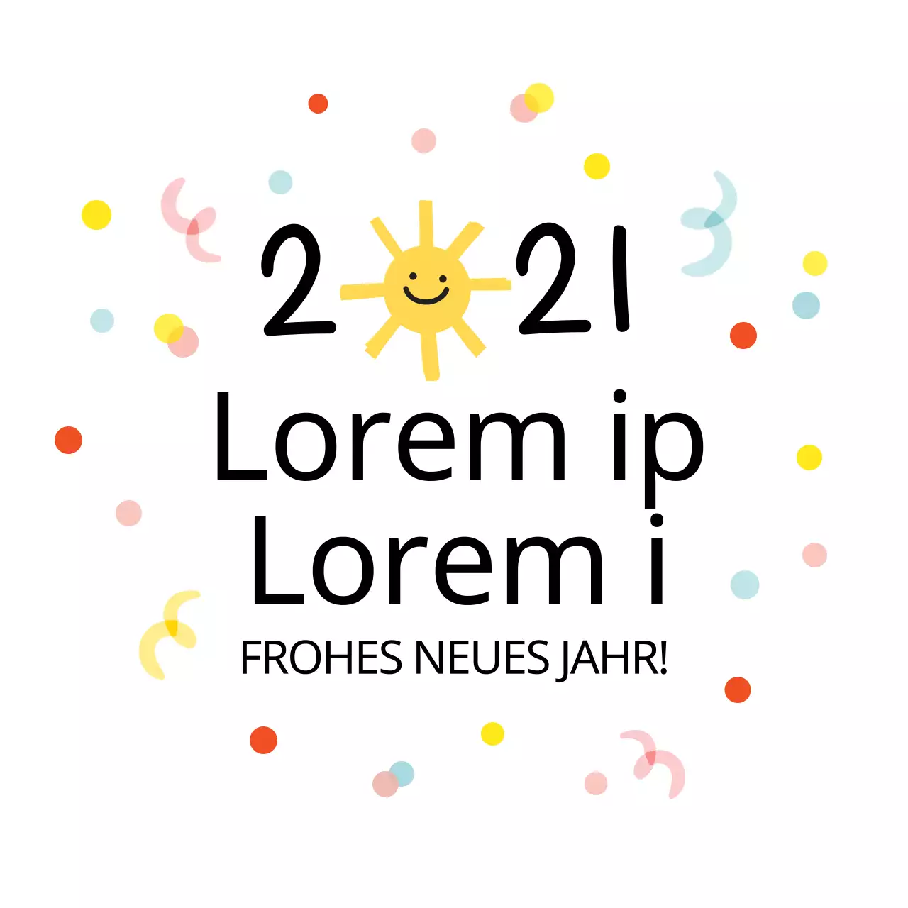 Gelber illustrierter Neujahrsgrußaufkleber