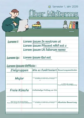 Grüne und blaue niedliche Illustration Konzept midterm guide