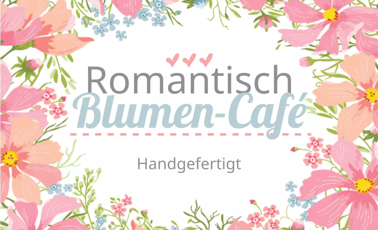 Werben Sie für ein romantisches Blumencafé mit rosa Blumenillustrationen