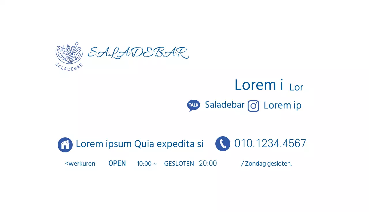 Nette restaurant salade gemarkeerd in blauwe foto