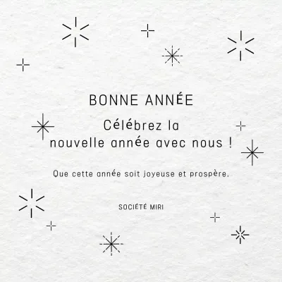 invitation minimale blanche pour le nouvel an