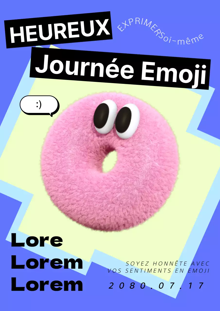 Annonce de la journée des Emoji 3D bleus et roses