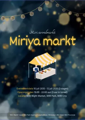 Introductie van het emotionele nachtmarktevenement, geaccentueerd met gele lichtjes