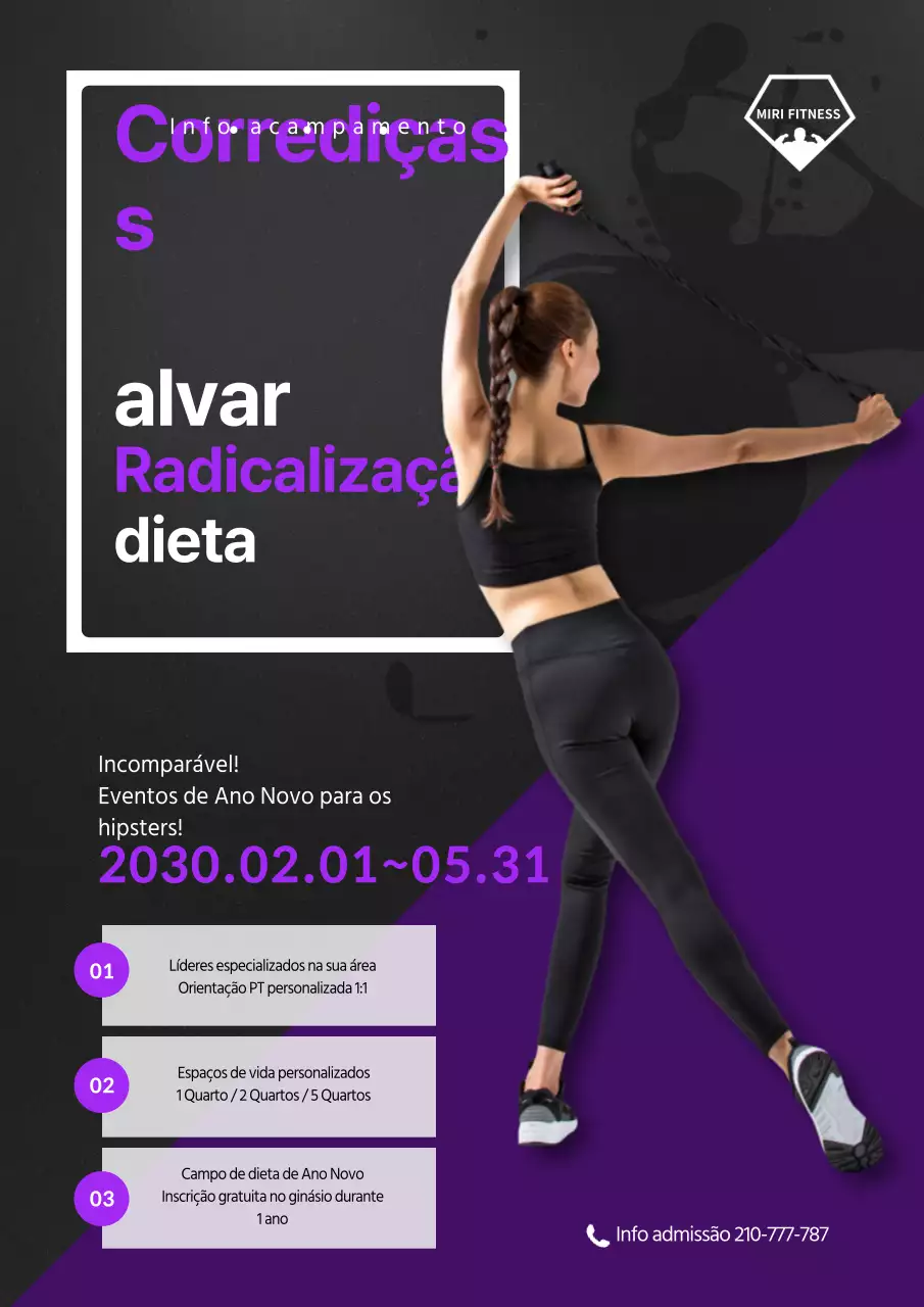 Cartaz de acampamento de dieta roxo e cinzento escuro