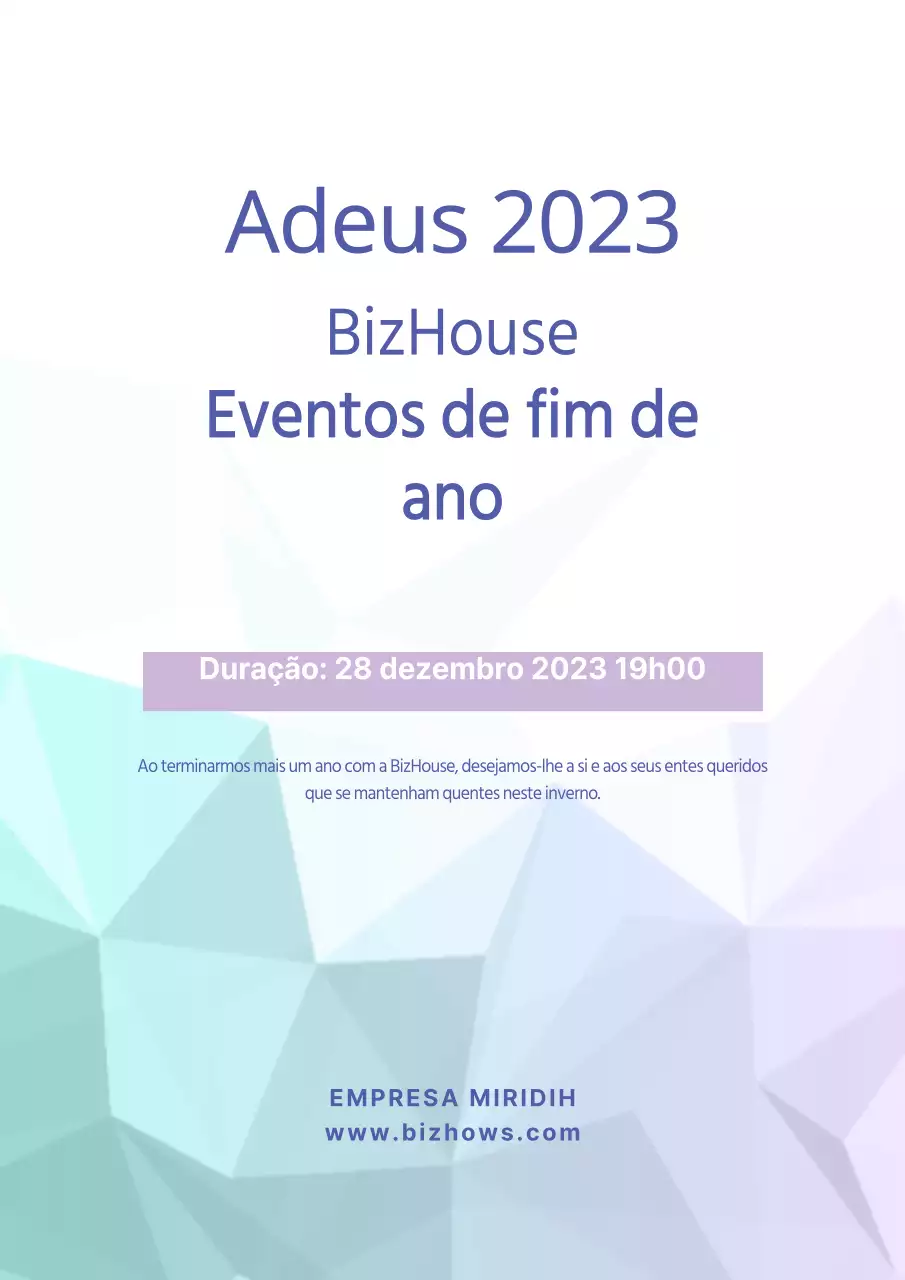 Um simples cartaz azul e branco para um evento de festa de fim de ano da empresa