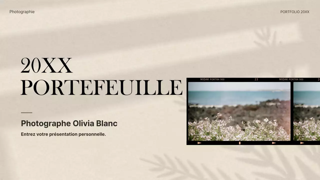 Portefeuille de concepts de caméras de film en beige