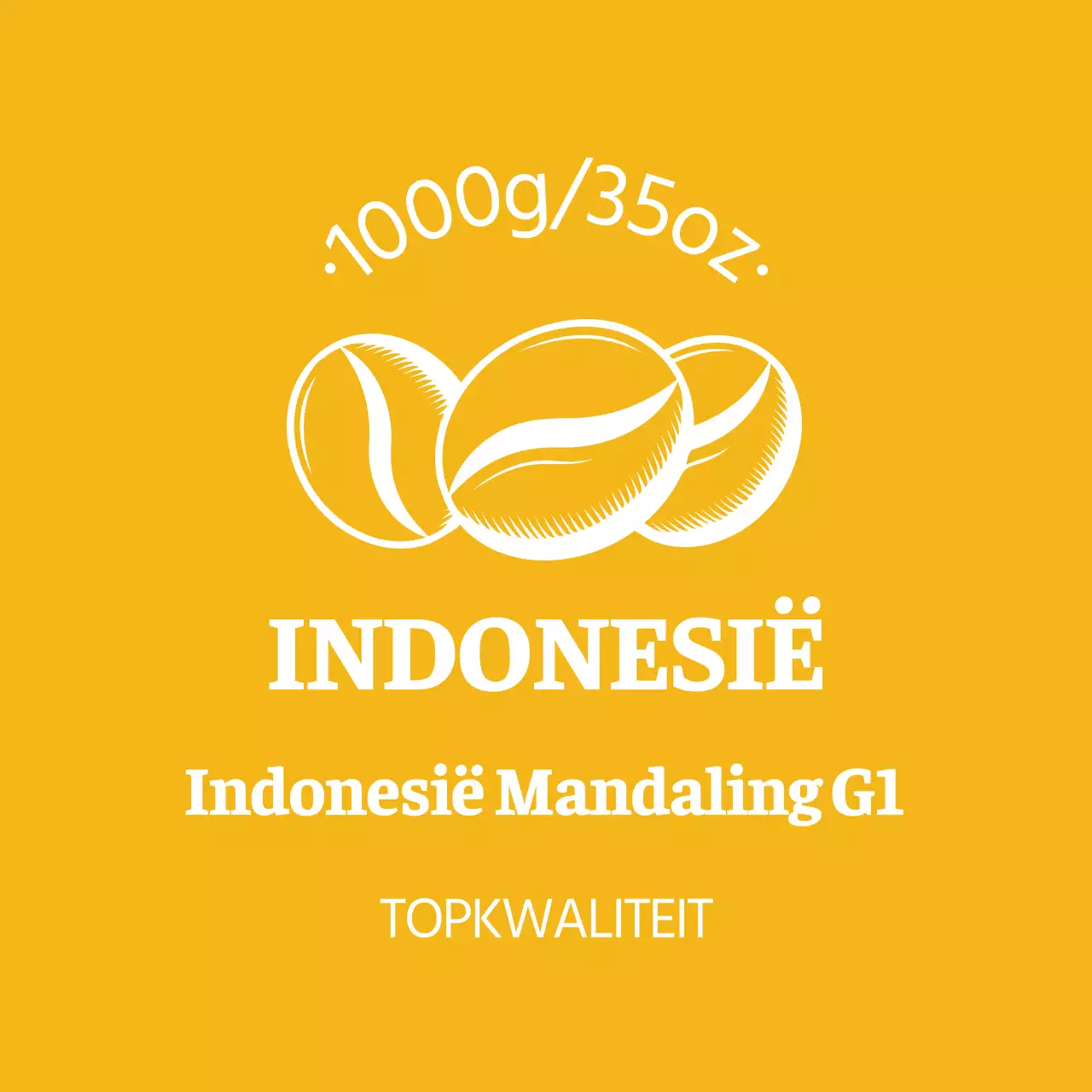 Keurig koffiebonenlabel met gele illustratie