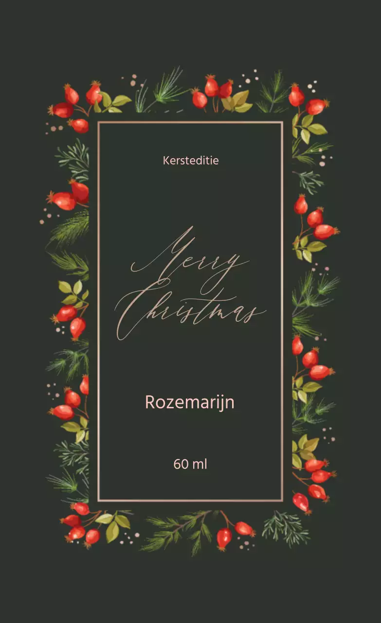 Groene illustratie kalligrafie kerst parfum label